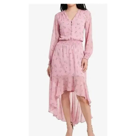1. State Dresses & Skirts - 1.STATE Pink Floral Long Sleeve Tiered Maxi Dress S NWT Cottagecore Feminine